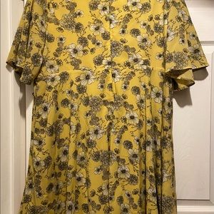 Torrid Yellow Floral Faux Wrap Dress Size 24 plus